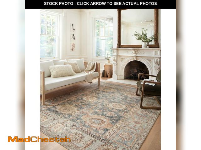 Lot 74-12568659 - Loloi Margot Collection MAT-03 Ocean/Spice 8'-6" x 11'-6" Area Rug feat. CloudPile, No-Shed Easy Cle...