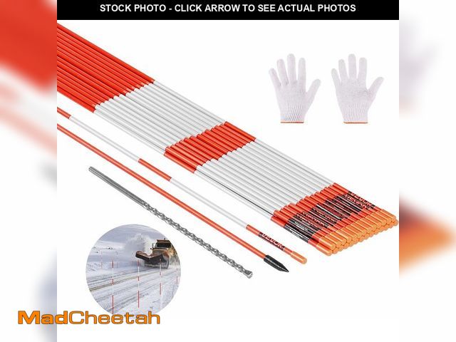 Lot 74-13042489 - VEVOR Driveway Markers, 20Pcs 48 in Long 1/4 in Dia, Hi-Visibility Driveway Reflectors with 12 in St...