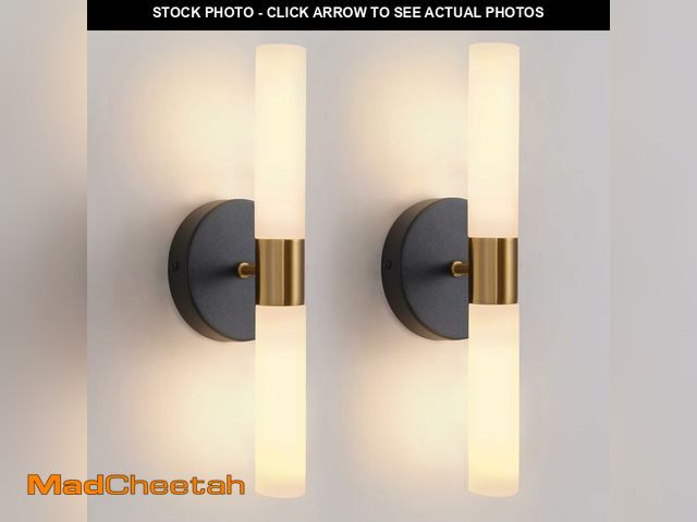Lot 74-14149498 - KUZZULL Wall Sconces Set of Two Black and Brass Lamp Sconces Lighting with White Glass Lights Wall L...