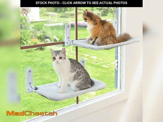 Lot 74-12980355 - Zoratoo 2PC Cat Window Perch Cordless Foldable Cat Hammock Bed for Window with Metal Frame and Rever...