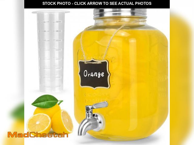 Lot 74-12305414 - DD&amp;HAPP Glass Beverage Dispenser With Stainless Steel Spigot,1.2 Gallon Mason Jar Drink Dispense...