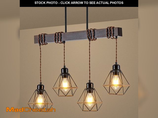 Lot 74-13773643 - 4 Light Kitchen Island Lighting, Farmhouse Chandeliers for Dining Room Light Fixtures Over Table, Mo...