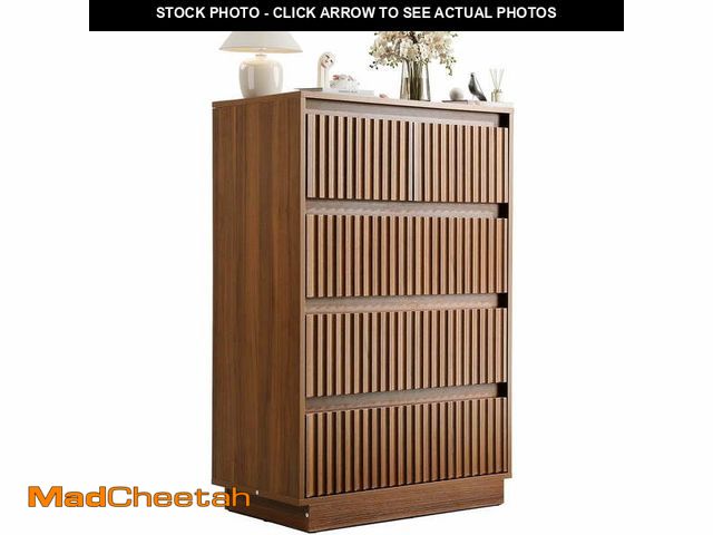 Lot 74-12579214 - Wood Dresser, 5 Drawer Dresser for Bedroom, Modern Chest of Drawers with Deep Drawers Waterproof Liv...