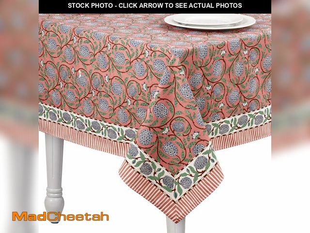 Lot 74-12440083 - Newtay 60'' x 90'' Cotton Tablecloth Handmade Cotton Floral Tablecloth Washable Print Rectangle Tabl...