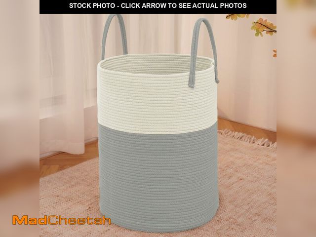 Lot 74-13570725 - JMvicyroam Large Woven Laundry Basket Hamper,100L Cotton Rope Storage Bin for Blankets,Toys and Clot...