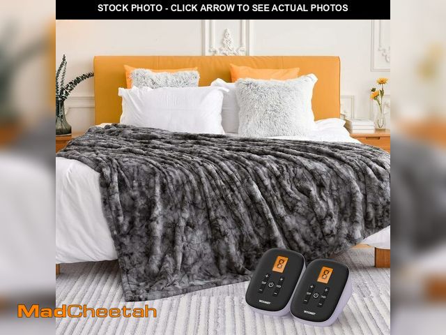 Lot 74-13564447 - WOOMER Heated Blanket King Size 100" x 90", Electric Blanket with Dual Controllers, 0.5-12 Hours Tim...
