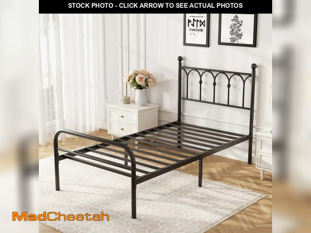 Lot 74-14585454 - Gianna Twin Metal Platform Bed Frame with Steel Slat Support, Underbed Storage, No Box Spring Needed...