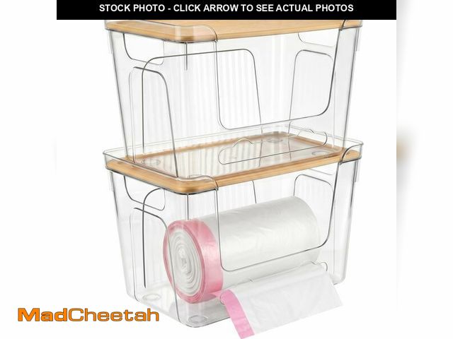 Lot 74-14207155 - CANTAMI Trash Bag Dispenser with Lid, 2 Pack Plastic Stackable Trash Bag Holder, Extra Large Garbage...