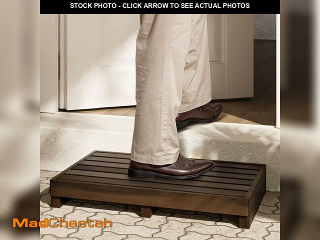 Lot 74-14085973 - TINAMO 3.5" One Step Stool for Elderly, Acacia Wood High Riser Step Stool for Bed - 550 Lbs Wooden M...