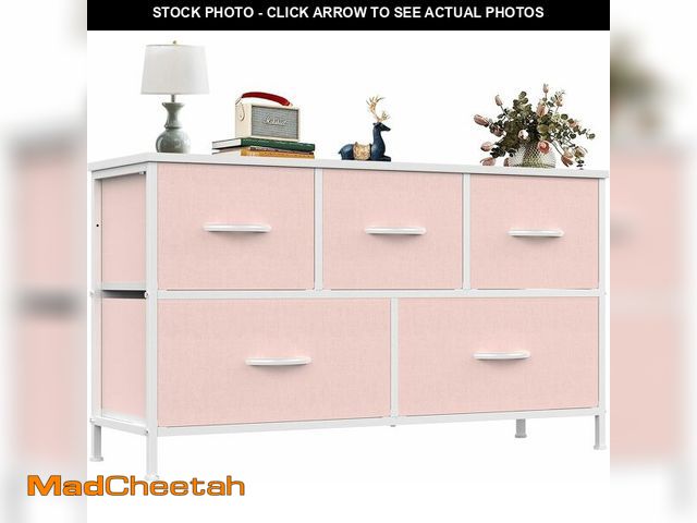Lot 74-13844739 - (MISSING HARDWARE) OLIXIS Dresser for Bedroom with 5 Drawers, Wide Chest of Drawers, Fabric Bedroom ...