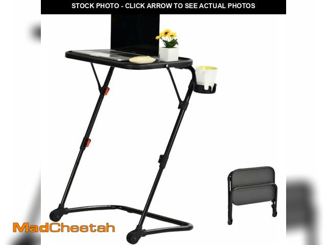 Lot 74-12544120 - Homy Casa Adjustable Z Shaped Study Desk with Cup Holder, No Assembly Required,Space Saving Portable...