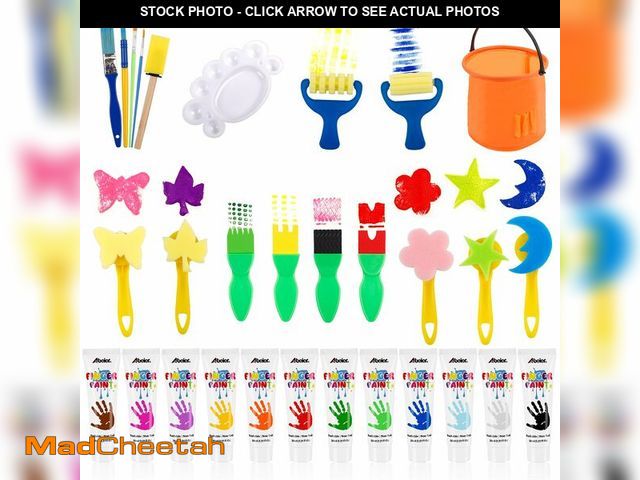 Lot 74-13565772 - ABEIER Washable Finger Paint Kit for Toddlers, 12 Colors with Paint Tools, Safe Non-Toxic, Baby Safe...