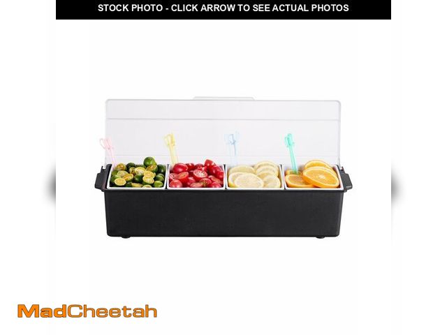 Lot 74-13788033 - VEVOR Chilled Condiment Server, 4 Compartment Ice Cooled Condiment Serving Container, Chilled Garnis...