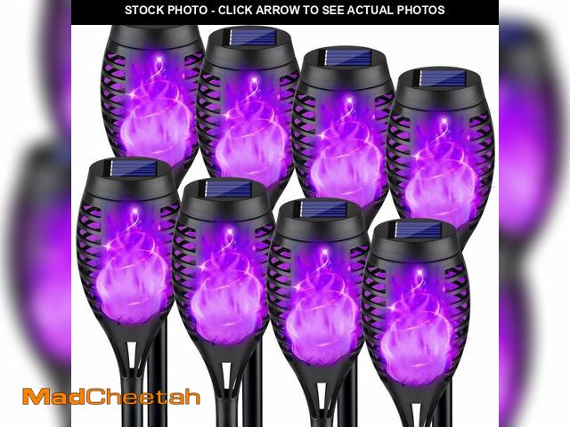 Lot 74-12968862 - 8Pack Halloween Decorations Outdoor, Halloween Solar Lights with Purple Flame for Yard Decor, Waterp...