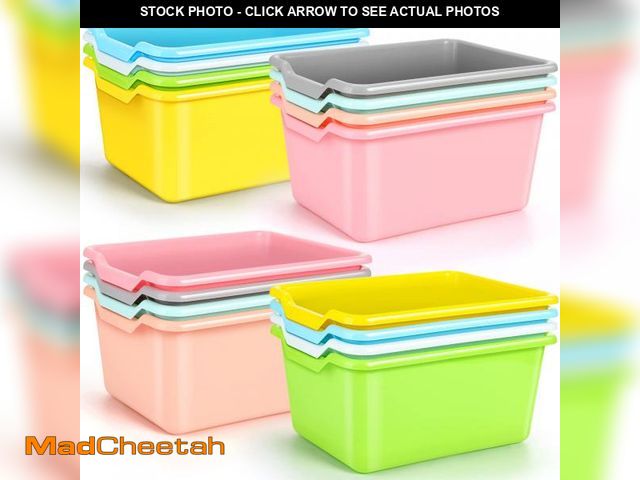 Lot 74-12305363 - Dandat 16 Pcs Book Bins for Classroom Library Plastic Cubby Storage Bins Organization Scoop Front St...