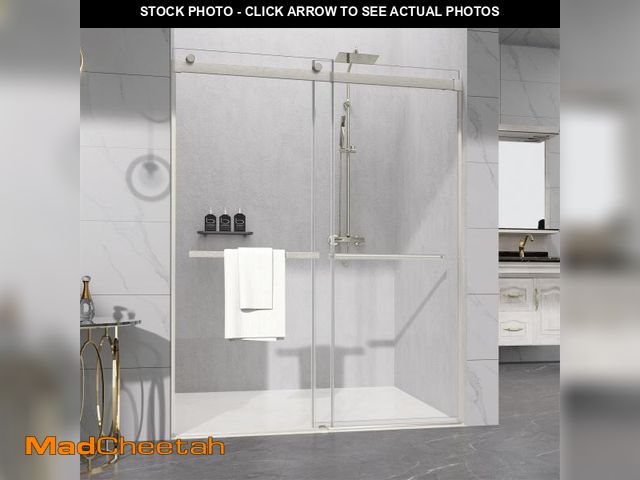 Lot 74-12516029 - Sunrosa Shower Door 55"Ãâ76", Double Sliding Shower Door, Frameless Shower Door with Tempered Gla...