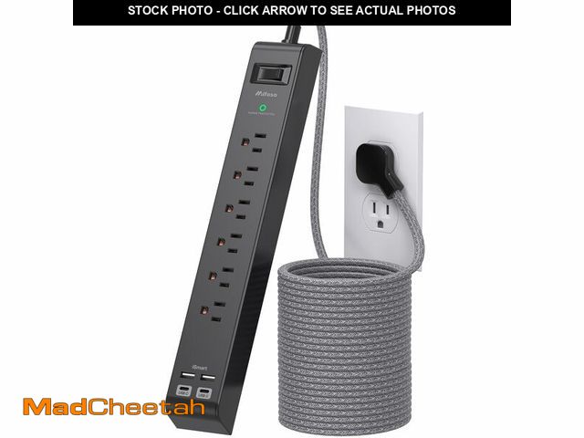 Lot 74-14385566 - Surge Protector Power Strip 25FT, 10-in-1 with 6 AC Outlets 4 USB Ports(2 USB-C), Ultra Flat Plug Br...