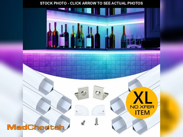 Lot 74-12784732 - Muzata 10Pack 6.6FT/2M Plus-Size Spotless V Shape LED Channel Silver Aluminum LED Diffuser Channel w...