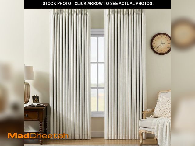 Lot 74-14430511 - Pinch Pleated 90 Inch Curtains 100% Blackout Linen Curtain for Bedroom - USED