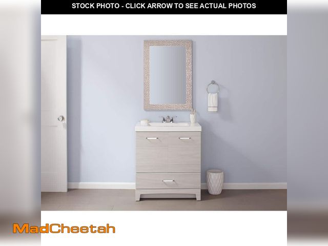 Lot 74-12900654 - Glacier Bay Stancliff 31 in. Single Sink Elm Sky Bath Vanity with White Cultured Marble Top (Assembl...