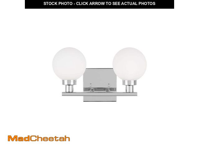 Lot 74-14361271 - Generation Lighting Studio Clybourn 13.25 in. 2-Light Chrome Vanity Light with Milk Glass Shades - U...