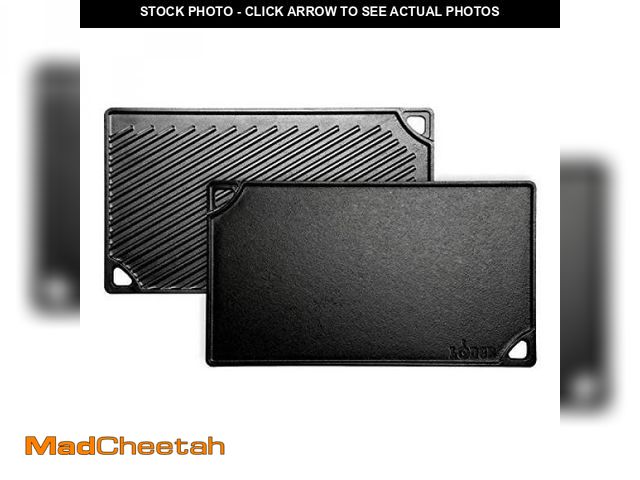 Lot 74-12328698 - Lodge Reversible Cast Iron Grill/Griddle Ã¢â¬â 9.5 x 16.75 Inch Pre-Seasoned Cooking Surface Ã¢â...