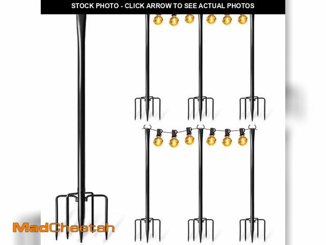 Lot 74-14263949 - 6 Pack String Light Poles for Outside, Upgraded Heavy-Duty Metal Poles for Outdoor String Lights wit...