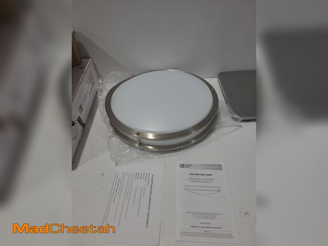 Lot 74-13027579 - *DENTED* Commercial Electric DC Series 16 in. Contemporary Low-Profile Brushed Nickel Selectable Dim...