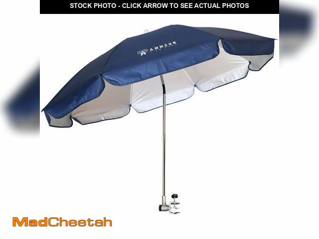 Lot 74-14352752 - AMMSUN XL 52 inch Beach Patio Chair Umbrella with Upgraded Clamp 360Â° Swivel UPF50+,Navy Blue/New -...