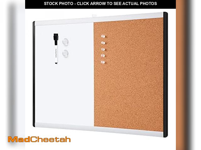 Lot 74-12365759 - Basics Rectangular Magnetic Whiteboard &amp; Cork Board Combo for Home, Office and Classroom, Plasti...