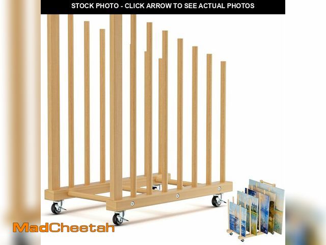 Lot 74-13583121 - Evellstor Art Storage Rack with Handle, Art Drying Painting Rack with Caster Wheels, Beech Wooden Ar...