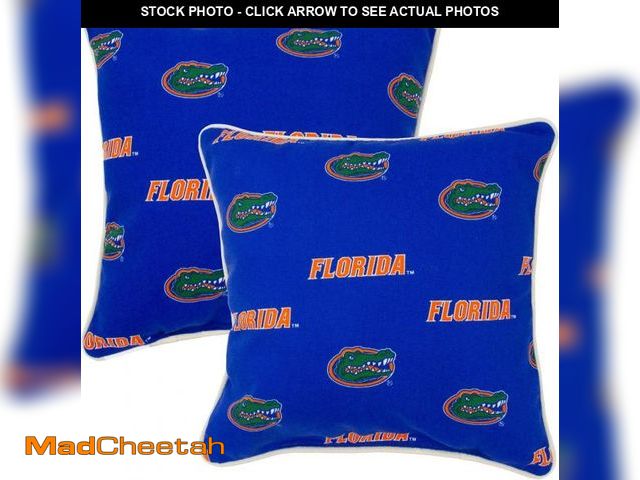 Lot 74-12398913 - College Covers Florida Gators Outdoor Decorative Pillow Pair-(2) 16" x 16" Pillows - UNUSED