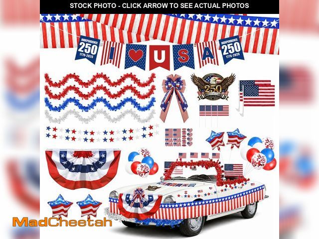Lot 74-14330375 - 4th of July Car Parade Decorations Patriotic Golf Cart Decor,250th Anniversary Decorations Kit ,Amer...
