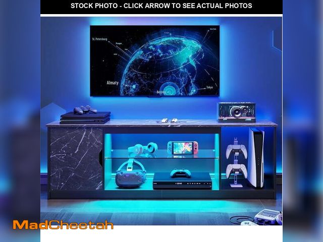 Lot 74-12780582 - (CORNER IS CHIPPED) Bestier LED TV Stand for 60/65 inch TV PS5 Gaming Entertainment Center for TVs w...