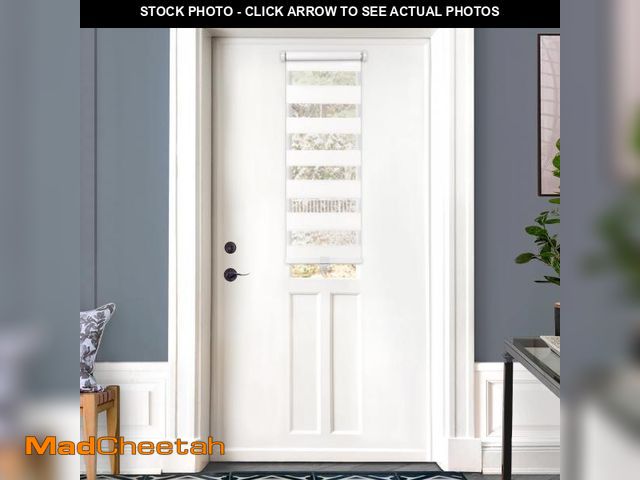 Lot 74-12309179 - LazBlinds Cordless French Door Blinds, No Drill Roll Up Zebra Blinds for Doors, Light Control Day an...