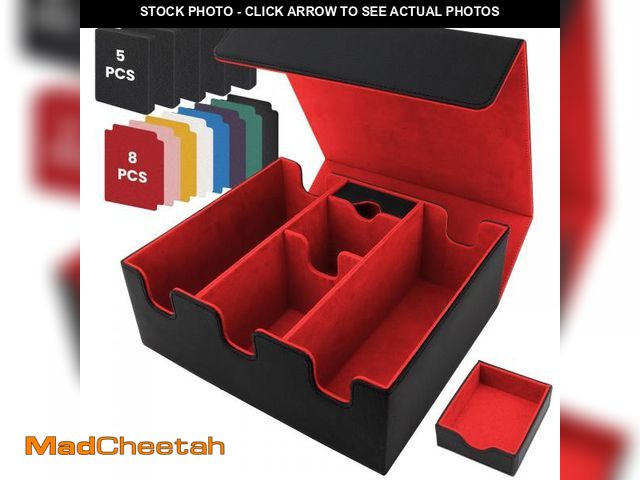 Lot 74-12119976 - QLOUNI Card Storage Box for Trading Cards, Holds 5 MTG Decks or 2200+ Cards, Leather Magnetic Closur...