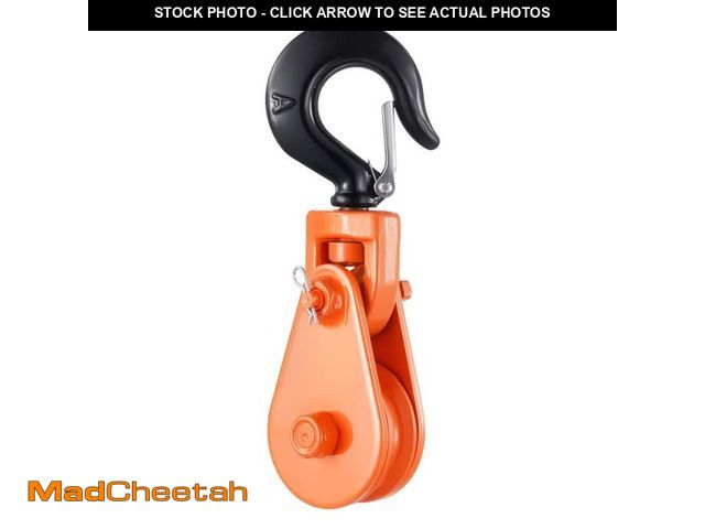 Lot 74-14319363 - VEVOR 2 Ton Snatch Block with Swivel Hook, Heavy Duty Snatch Block Pulley 4400 lbs. for Towing and R...