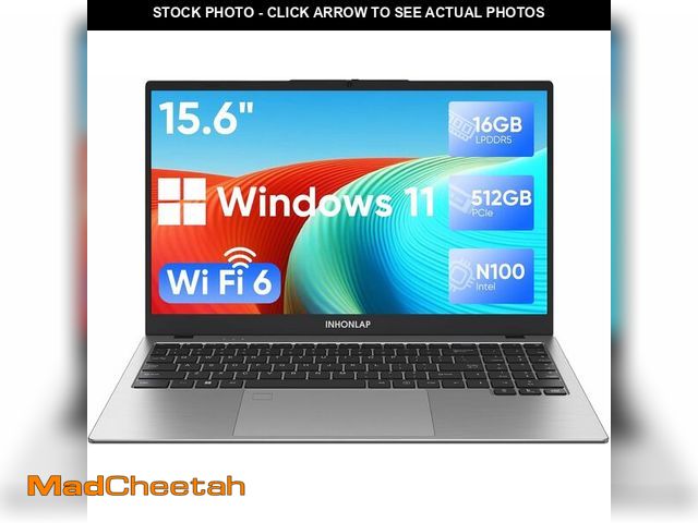 Lot 74-11907353 - INHONLAP Laptop Computer, 15.6 Inch FHD IPS Display Laptop, 16GB LPDDR5 RAM Laptops, 4-Cores N100 Pr...