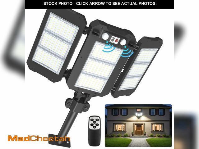 Lot 74-14272485 - Solar Flood Lights Outdoor, 7000 LM Super Bright Aluminum Arm Solar Lights, 6000 mAh Remote Control ...