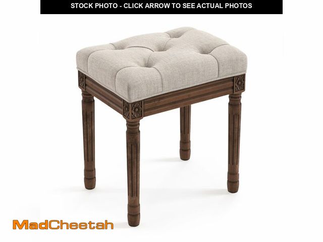 Lot 74-13571659 - LUE BONA Upholstered Fabric Vanity Bench Seat, Makeup Stools for Vanity, Square Tufted Ottoman Bench...