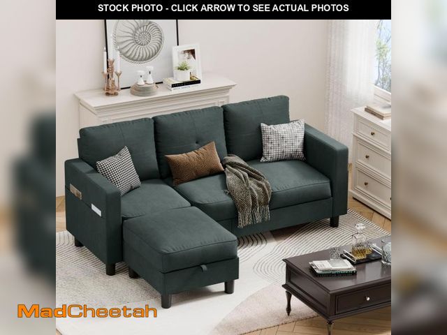 Lot 74-12363499 - JAMFLY Convertible Sectional Couches for Living Room, L-Shaped Couch 3 Seat Sectional Sofa Set with ...