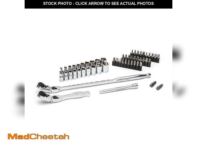 Lot 74-12592046 - GEARWRENCH 1/4 in. Drive 6-Point SAE/Metric Slim Flex-Head Ratchet and Socket Mechanics Tool Set (55...