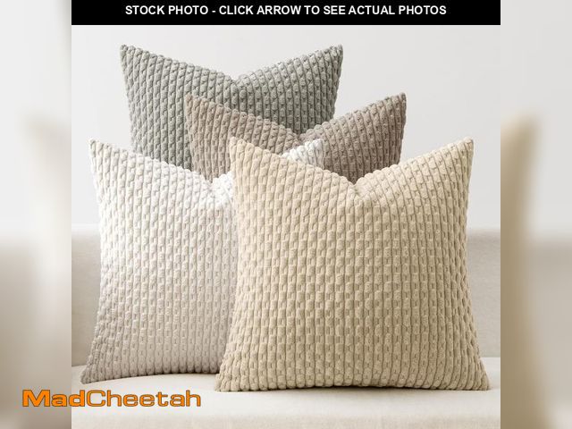 Lot 74-12439578 - MIULEE Throw Pillow Covers Soft Couch Decorative Set of 4 Boho Striped Cushion Corduroy Pillowcases ...