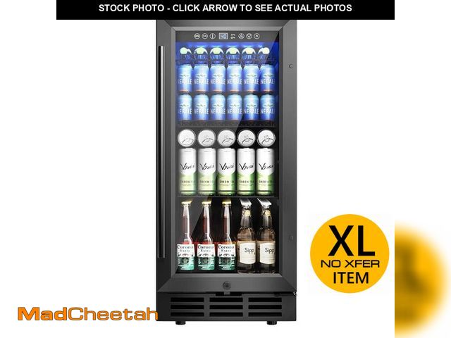 Lot 74-13677565 - EUHOMY 15 in. Single Zone 130-Cans Freestanding/Built-in Beverage and Wine Cooler in Black with Chil...