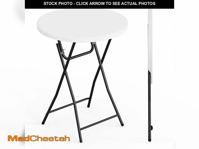 Lot 74-14309383 - WASUHE 32in Folding Cocktail Table, Round Plastic Bar Height Folding Table w/Thick Table Top, Ideal ...