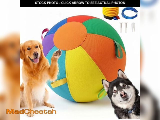 Lot 74-14597036 - 10/18/22" Herding Ball for Dogs &amp; Horses - Tear-Resistant Inflatable Toy with Heavy-Duty Handle ...