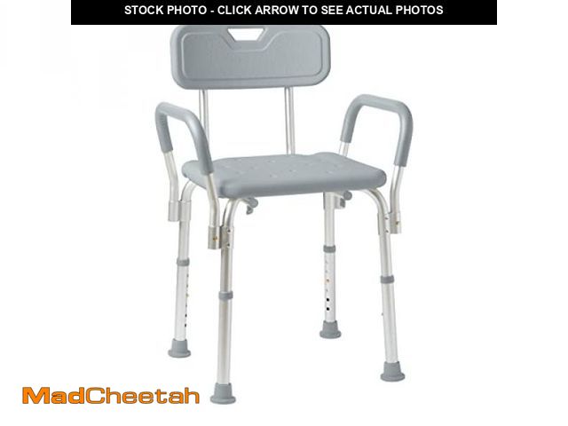 Lot 74-12098366 - Medline Shower Chair with Backrest and Padded Armrests - 350 lb. capacity, Bath Bench, Seat, Stool f...