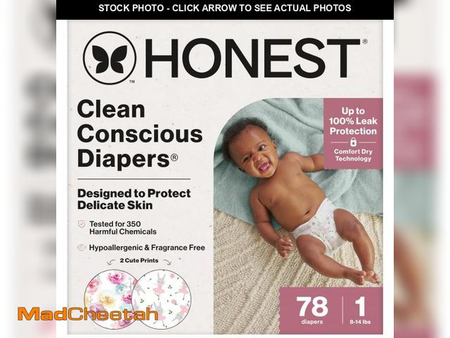 Lot 74-12221365 - The Honest Company Clean Conscious Diapers for Delicate Skin | Up to 100% Leakproof | Hypoallergenic...