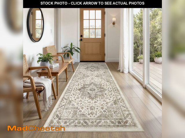 Lot 74-13576145 - Vintage Hallway Runner Rug 3x8: Large Soft Washable Entryway for Kitchen Laundry Room Non-Slip Backi...