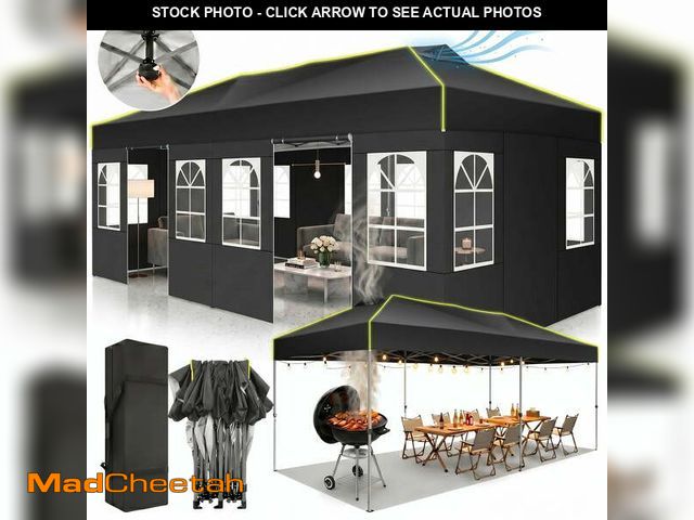 Lot 74-14604345 - COBIZI 10x20 Pop Up Canopy Tent with 6 Removable Sidewalls, One-Push Setup, Waterproof UPF 50+, Air ...